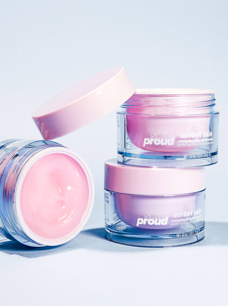 Three containers of Skin Proud Sorbet Skin