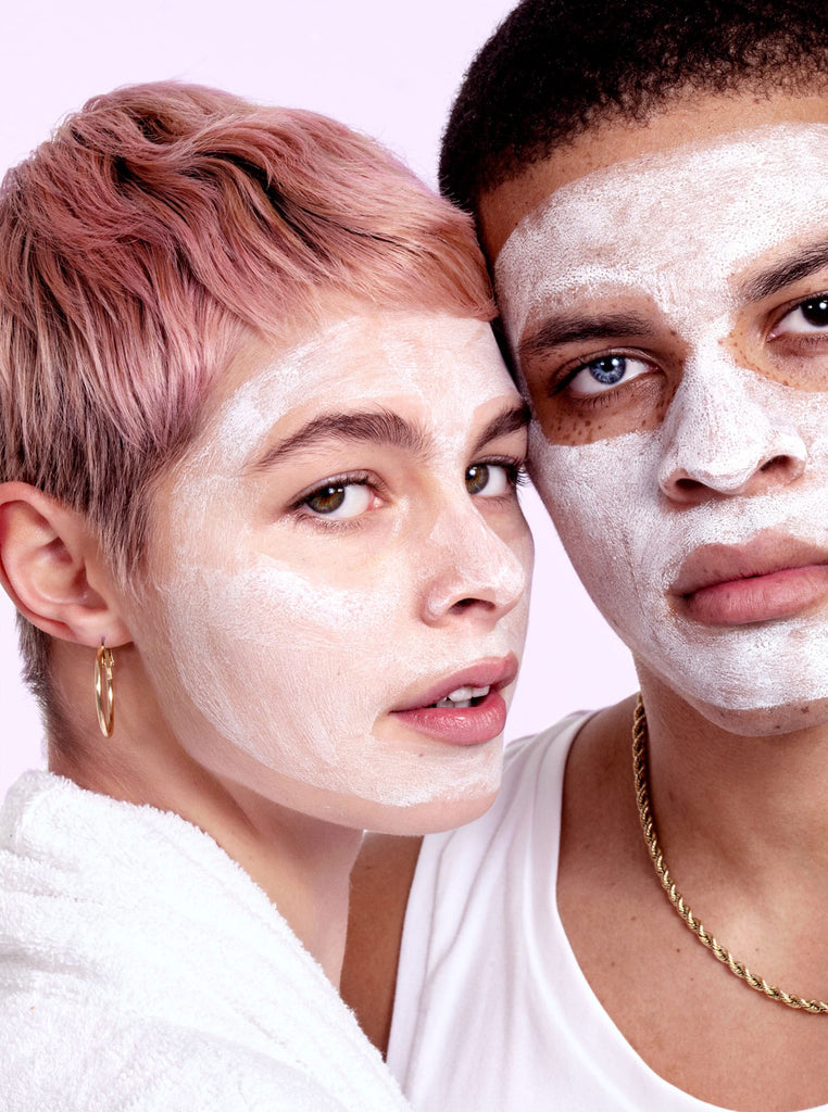 Male and female using Balance Act clay mask